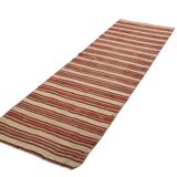 2x8 Red Striped Kilim Runner Rug, 75x254Cm