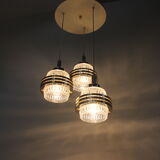 Mid century adjustable glass chandelier by pokrok zilina, 1970s