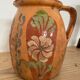 Vase vintage en terre cuite peint à la main