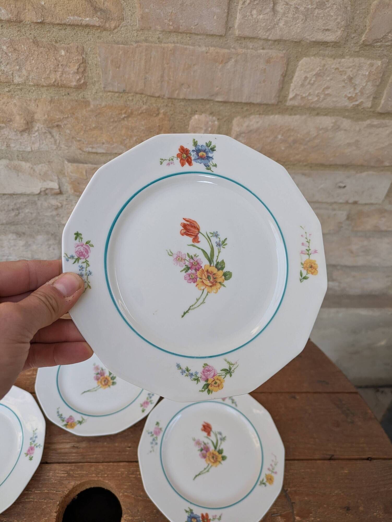 Ensemble de 6 assiettes à dessert à motif de bouquet de fleurs 20.5cm