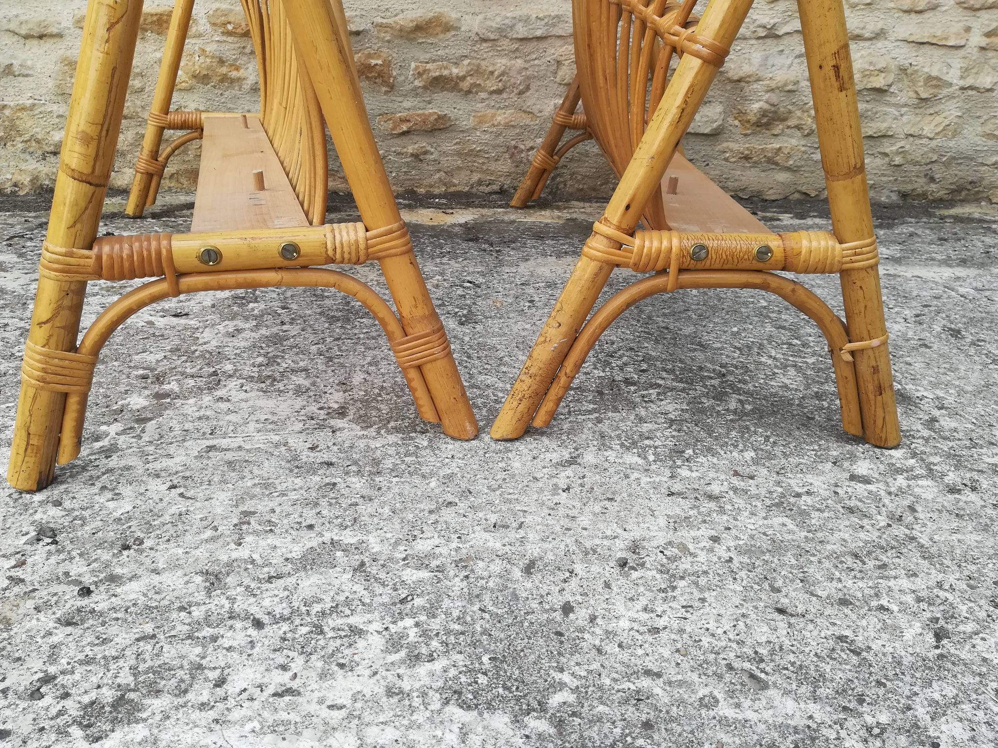 Tête et pied de lit corbeille en rotin