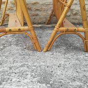 Tête et pied de lit corbeille en rotin