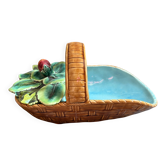 Rare Panier à Fraises Barbotine Majolique - Sarreguemines 1521 - Circa 1880