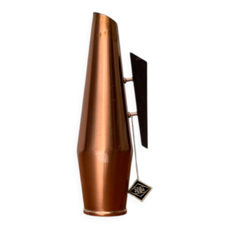 Carafe Vase Cooper and Teak German Mid-Century, 1950s