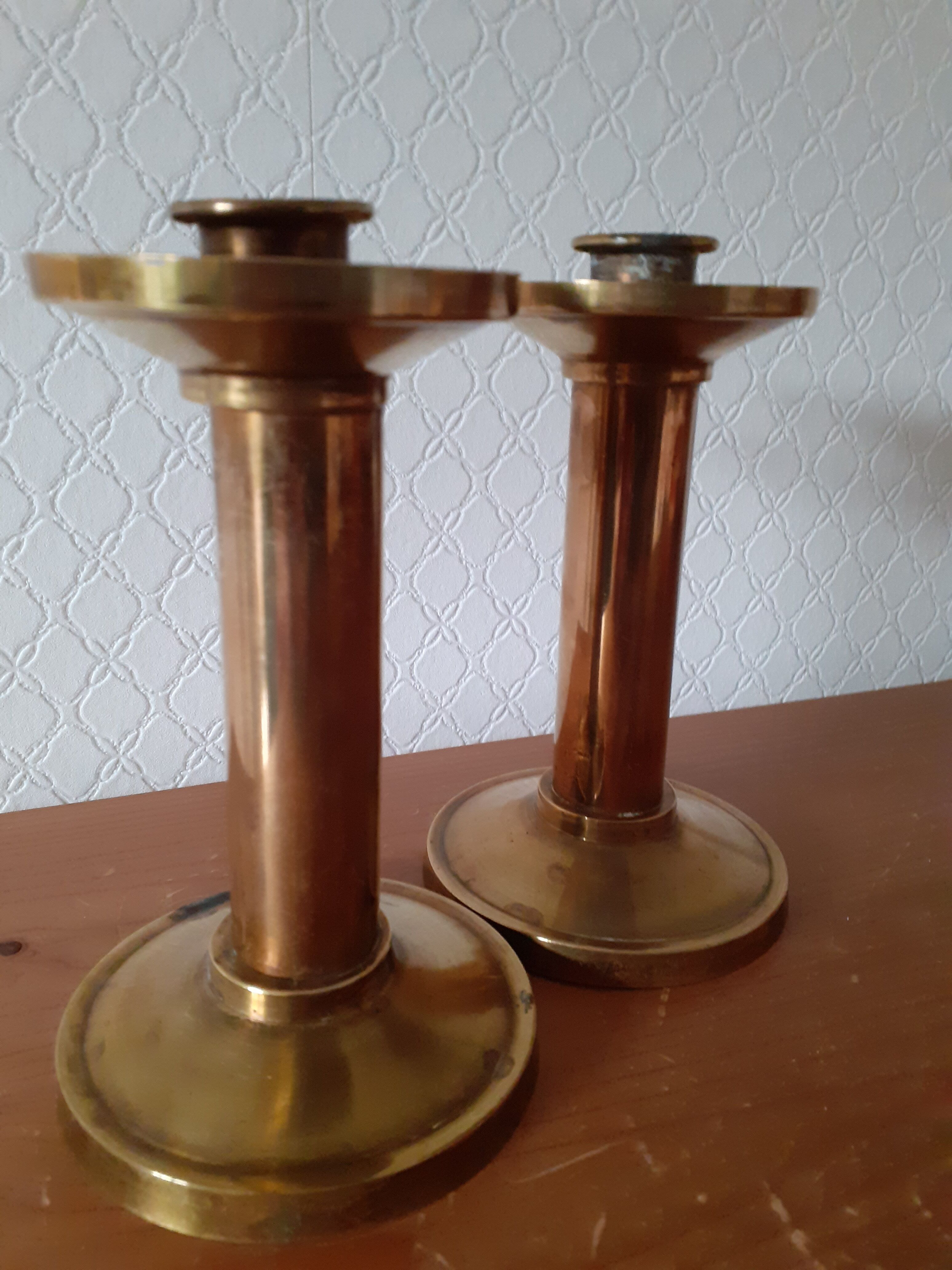 Pair of brass candle holders
