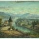 Ancient painting , Swiss landscape, signed and dated 1894