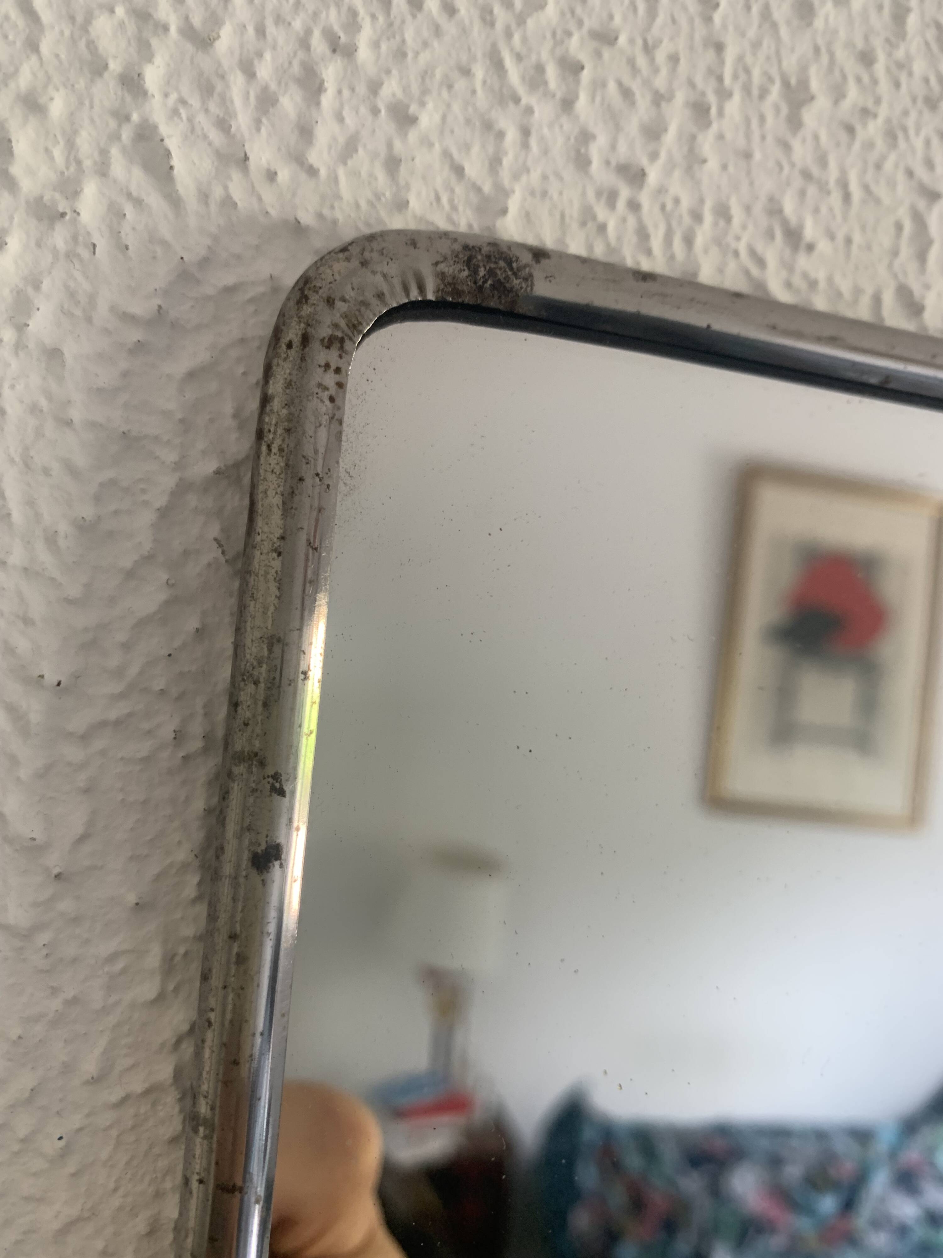 Vintage 1940s chocolate chrome barber triptych mirror - 21 x 49 cm