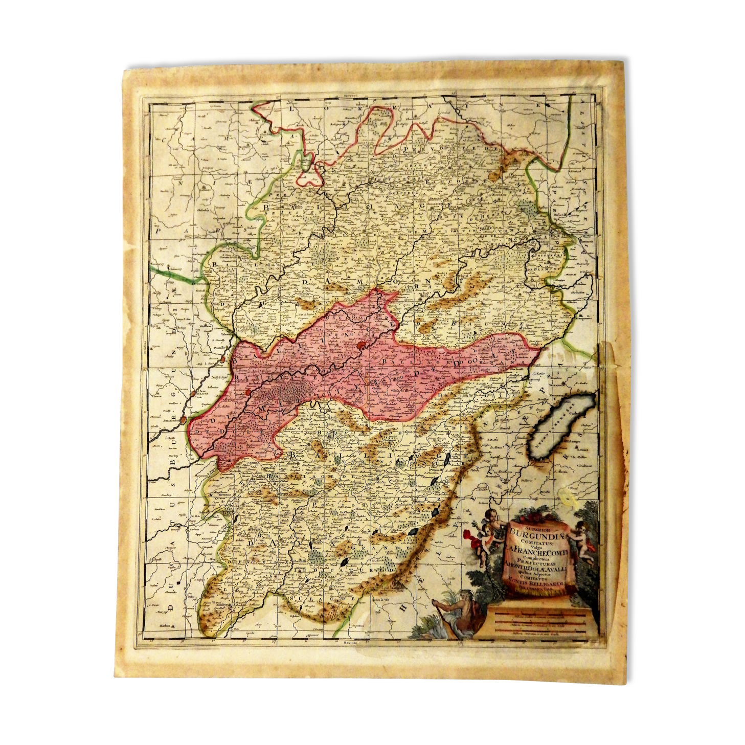 Old map of the Franche Comté Gérard Valk 1690