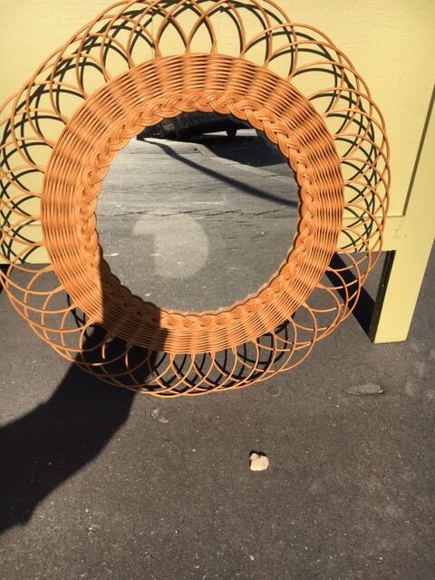 Mirror rattan 35x35cm Sun