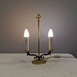 Very old Danish table lamp in brass and metal. 1930-1950s