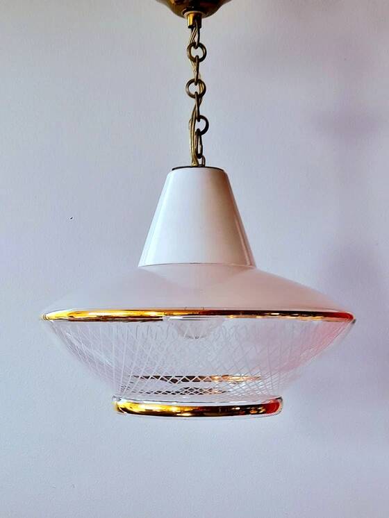 UFO silkscreened glass pendant light, 1970
