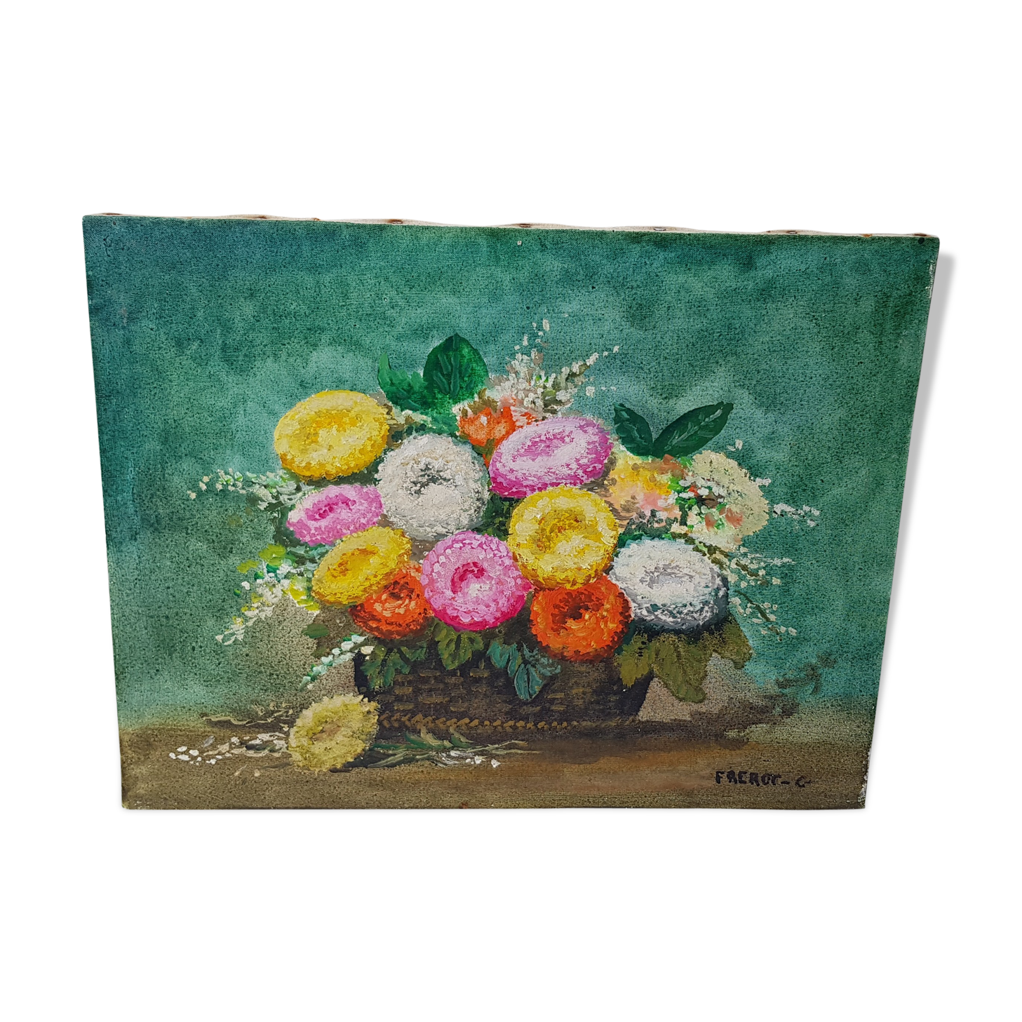 Oil on canvas "daisies pomponettes"