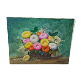 Huile sur toile "Pâquerettes pomponnettes"