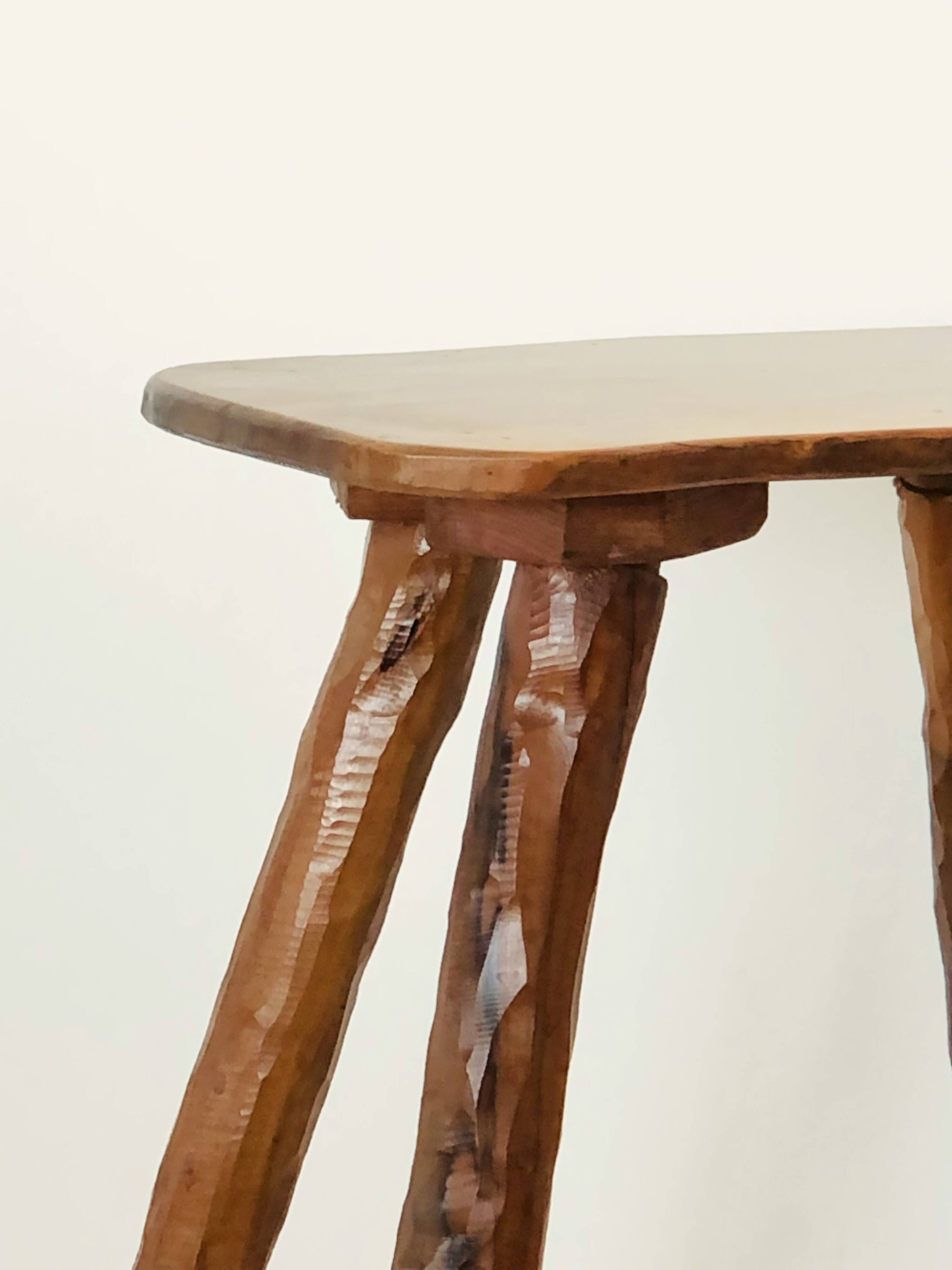Olive wood stool, France 1970s