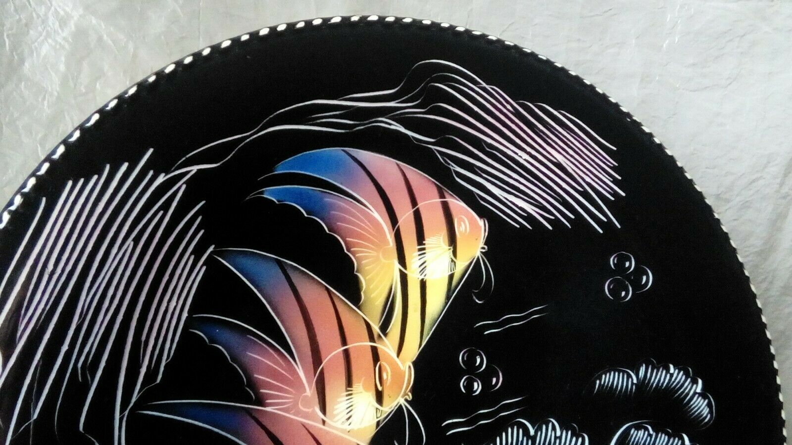 Plat en ceramique monacera monaco decor poissons coquillages annees vintage