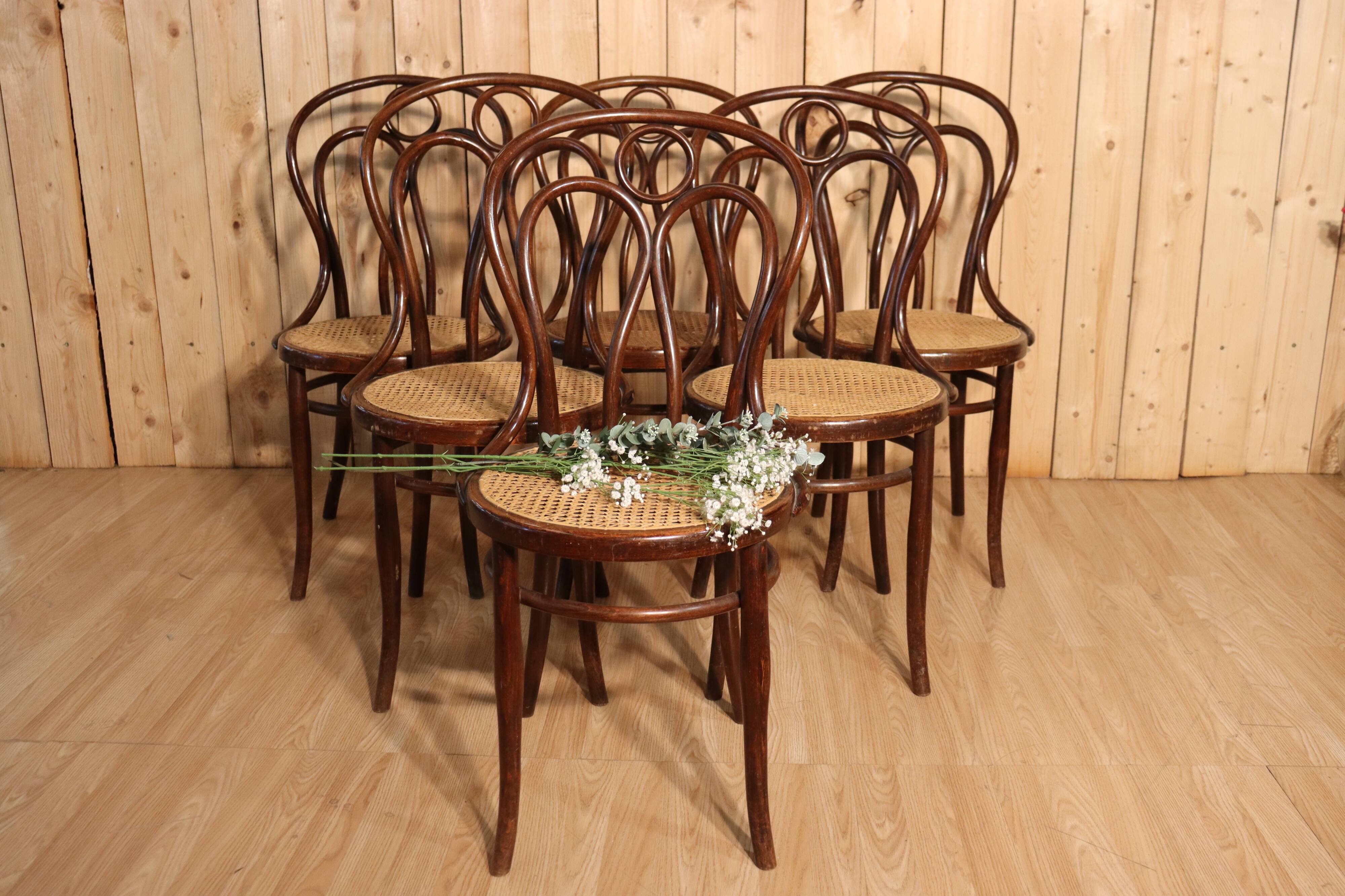 Série de x6 chaises bistrot Hofmann modèle aile d'ange