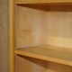 Pair of large open bookshelves in satin birch and walnut, height 2.5 m.