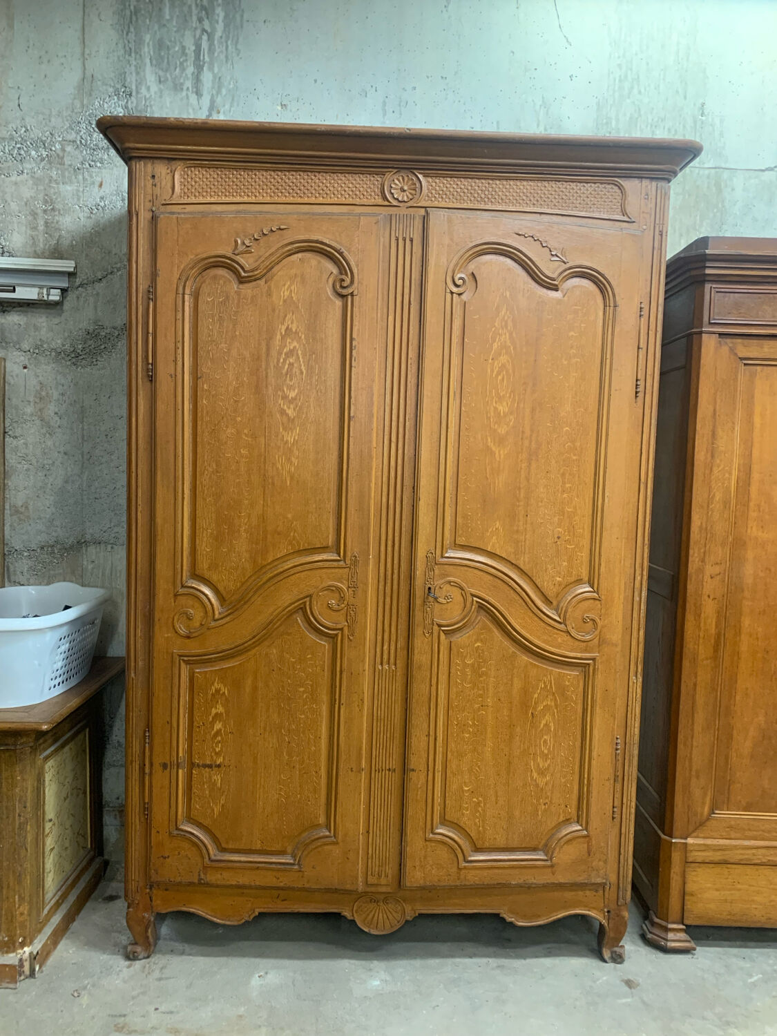 Old wardrobe, painted faux wood 19th century