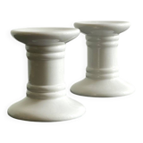 Pair of White Ceramic Candlesticks