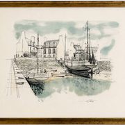 Lithographie originale signée Rolf Rafflewski – Le Port de Lesconil