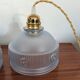 Pair of Art Deco lampshades in frosted blue glass