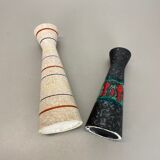 Set of Two Pottery Fat Lava Vases "Multi-Color" by Scheurich, Germany, 1970s