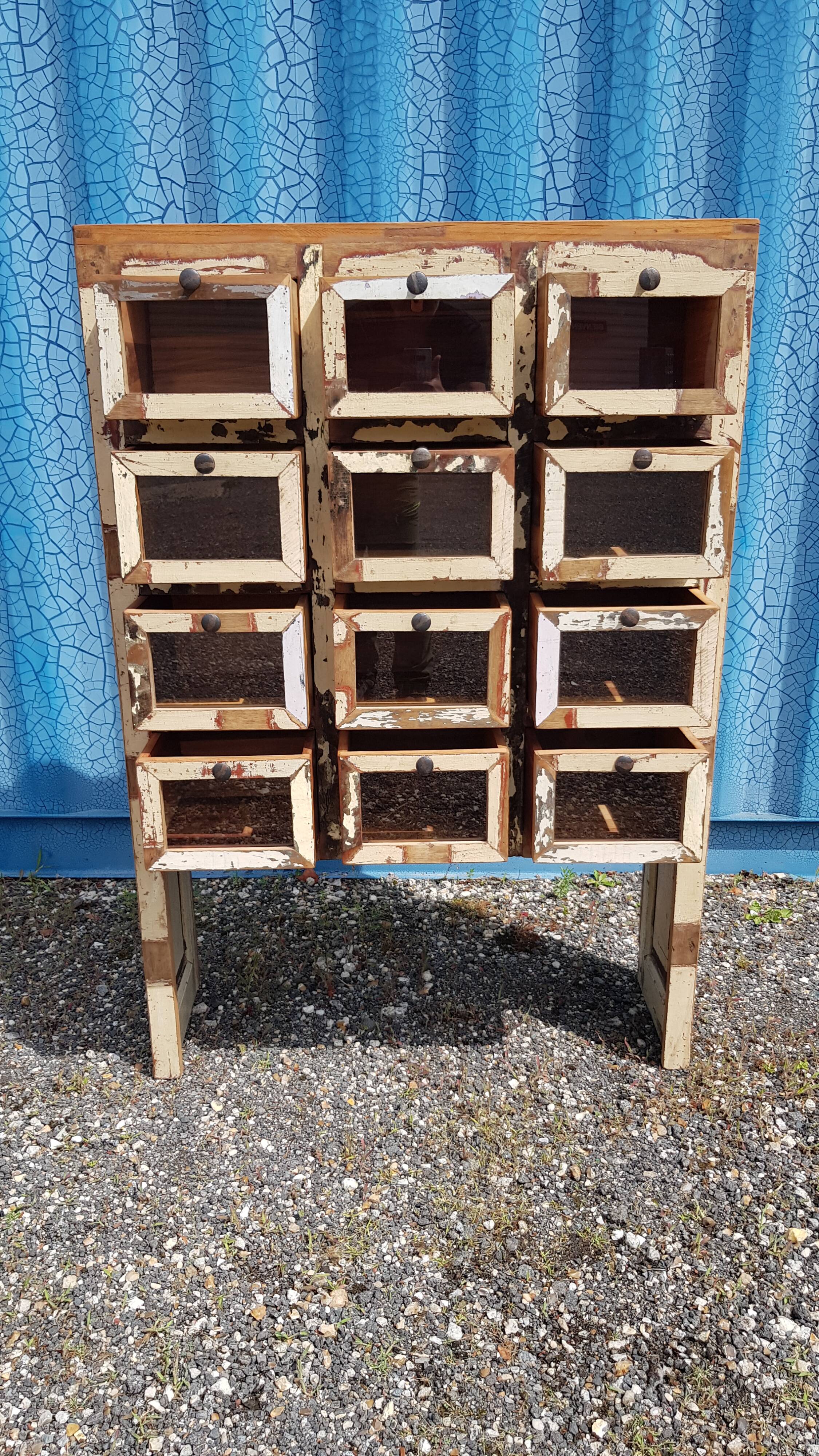 Merchant furniture - chest of drawers with 12 teak drawers