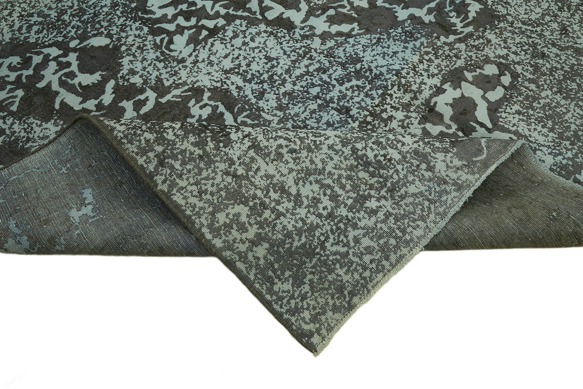 Handmade turkish unique 1980s 270 cm x 370 cm grey wool carpet