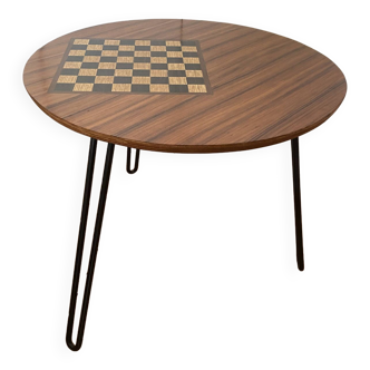 Vintage tripod chessboard coffee table from the 50s/60s