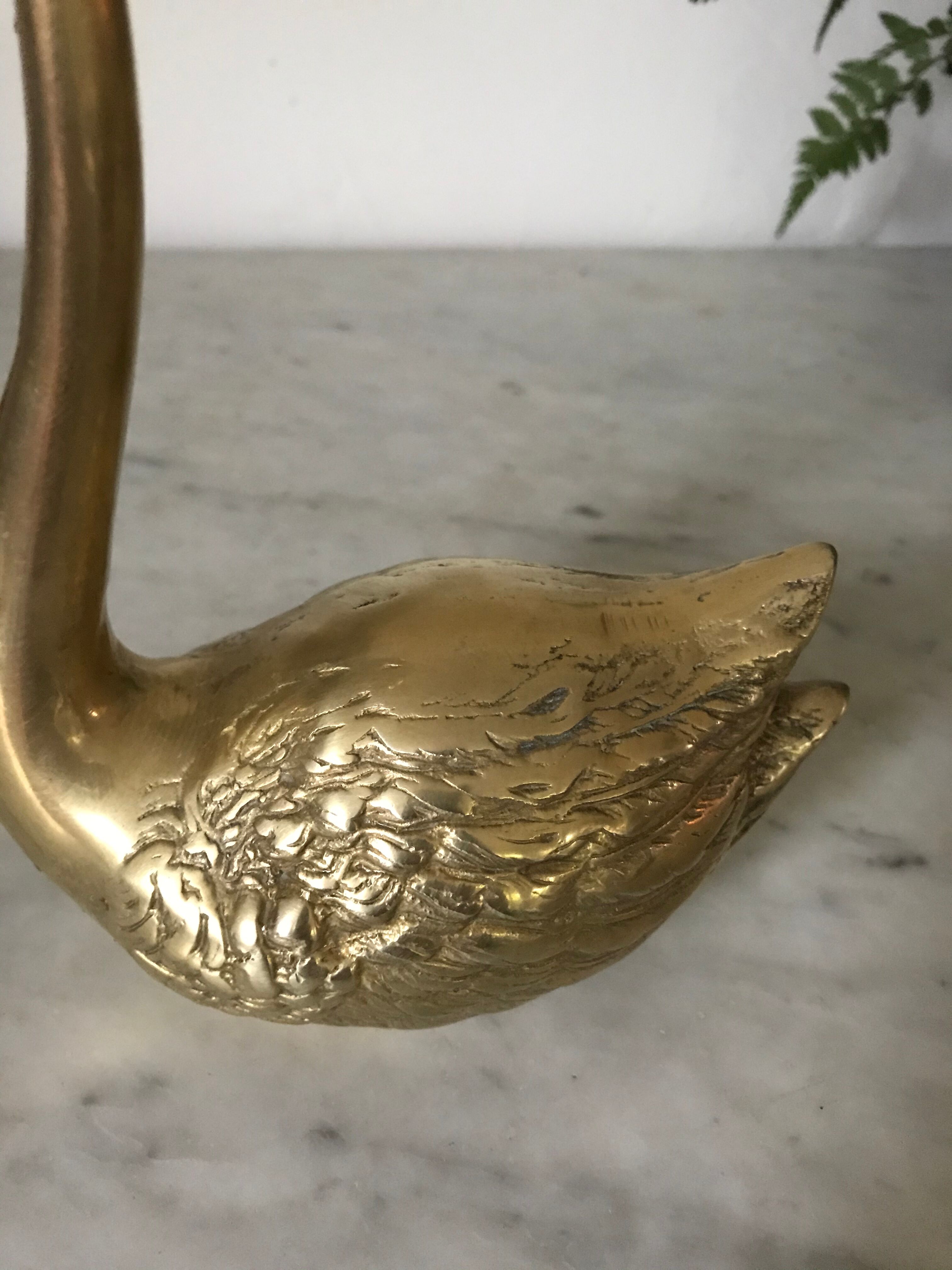 Vintage brass swan