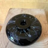 Flat blown glass soliflore - Silver glitter inclusions - France 60s-70s