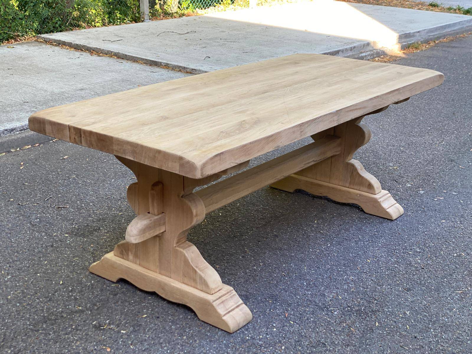 Large stripped solid oak monastery table – 200 cm