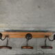 Wall coat rack wood and metal 3 double hooks