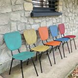 5 vintage skai metal chairs 60 years