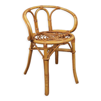 Vintage bamboo and rattan armchair