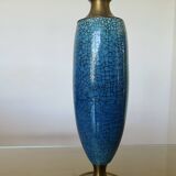 Blue and bronze crackle ceramic lamp