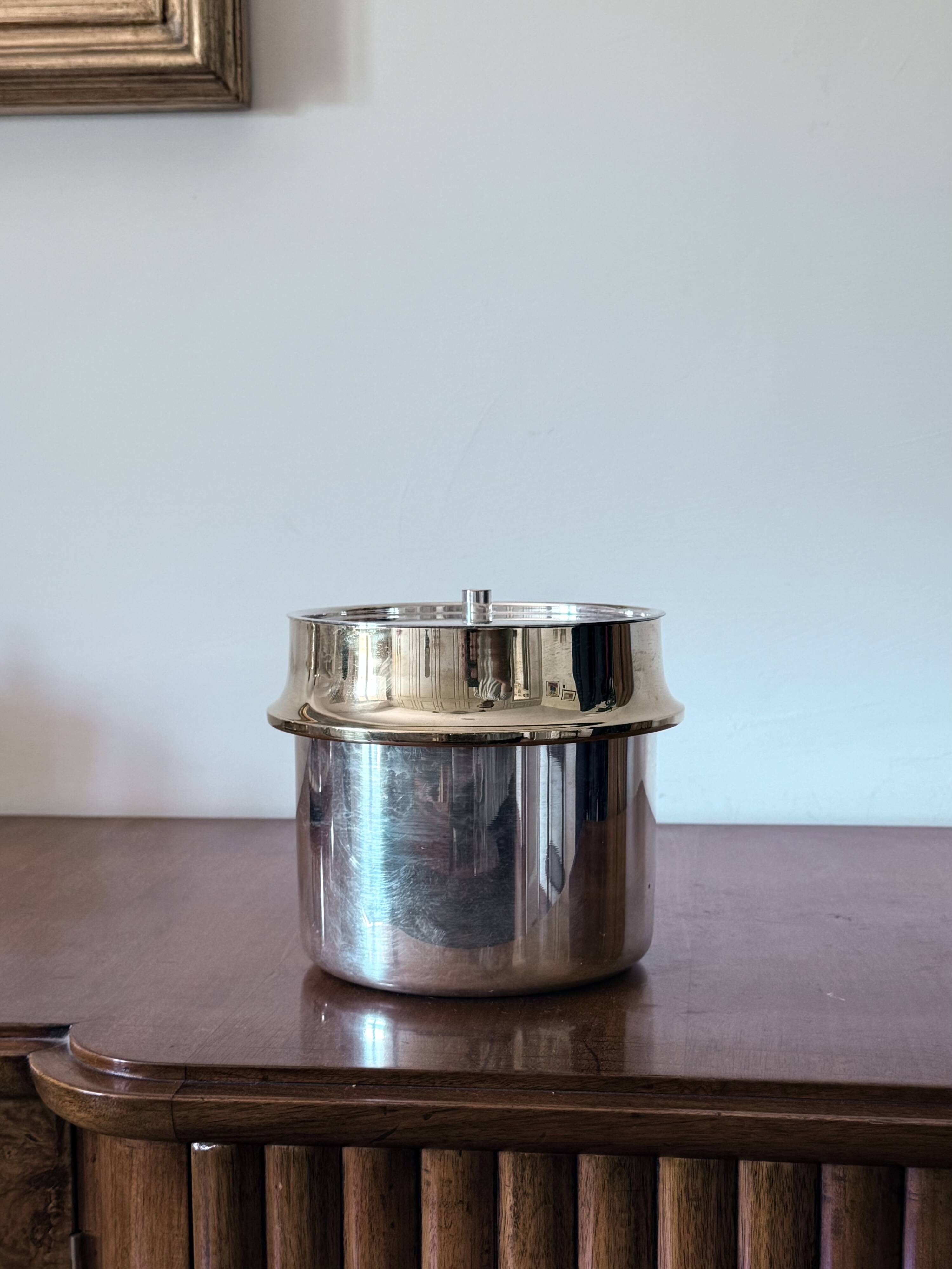 Hollywood regency gold Ice Bucket, Italy ca. 1980s