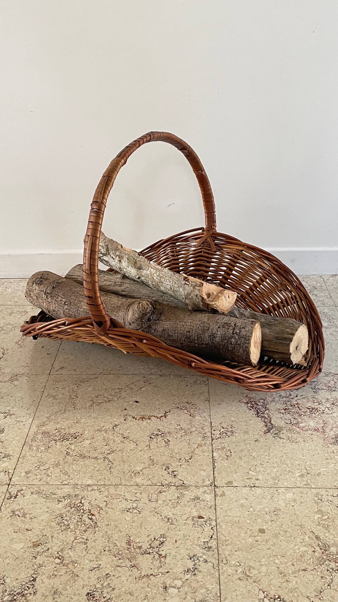 Vintage Rattan Log Basket