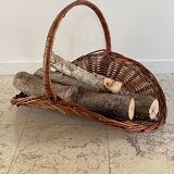 Vintage Rattan Log Basket