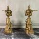Pair of Louis XVI Style Gilt Bronze Andirons, 19th Century