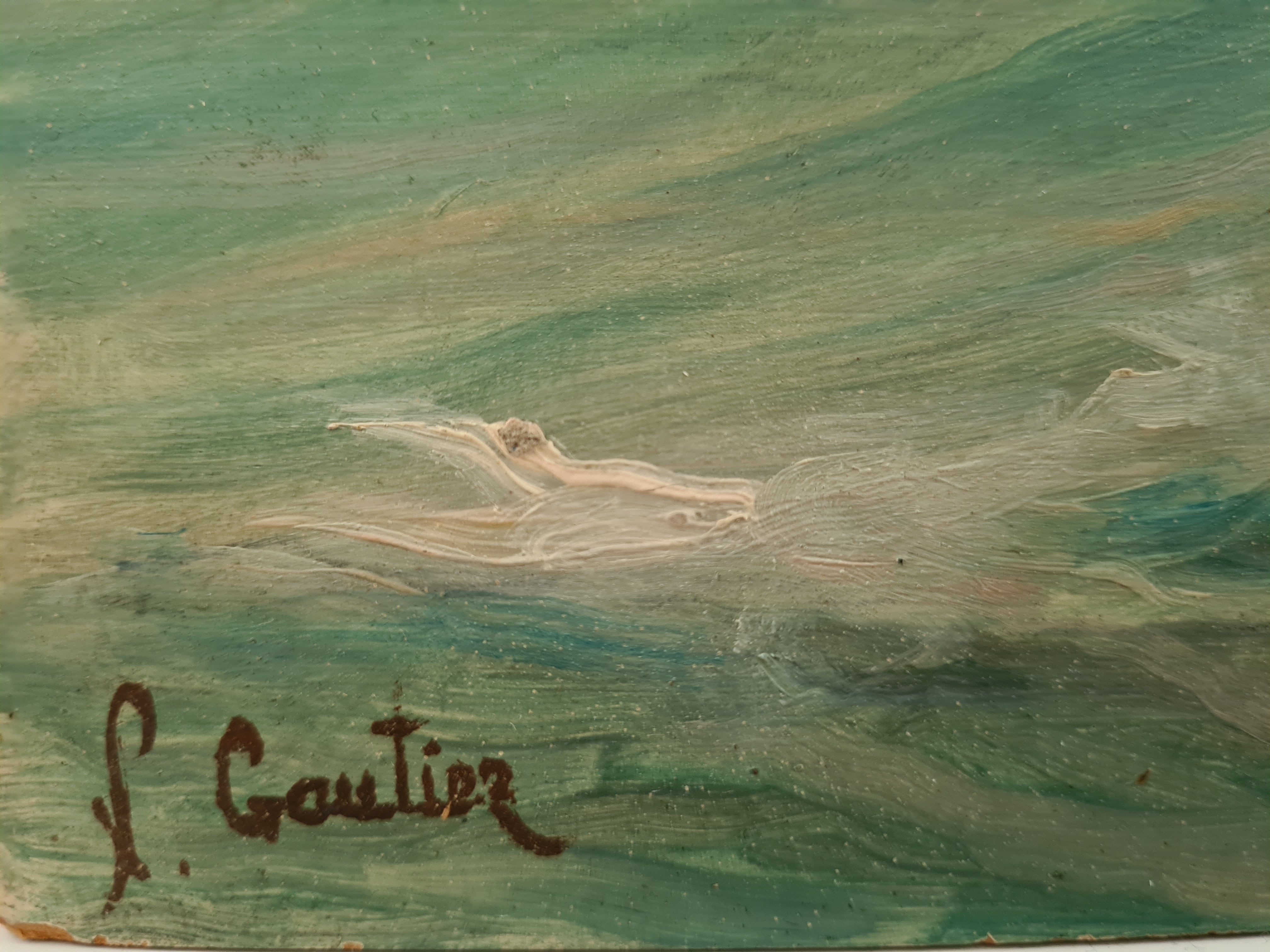 Fishing boat in the Mediterranean, oil by François Gautier