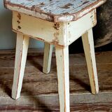 Workshop stool in antique patinated solid wood