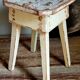 Workshop stool in antique patinated solid wood