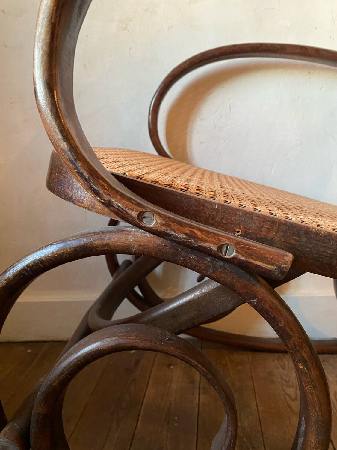 Wood and cane rocking chair