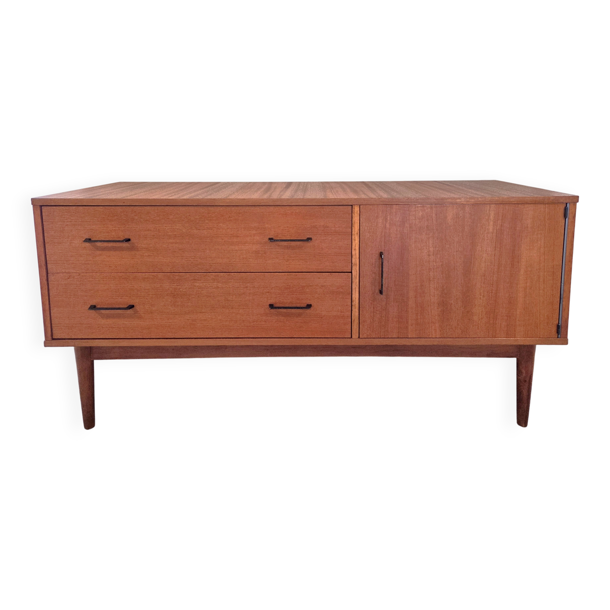 Low Scandinavian enfilade in teak, late 1960s.