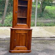 19th-century Louis Philippe corner display cabinet in solid wood.