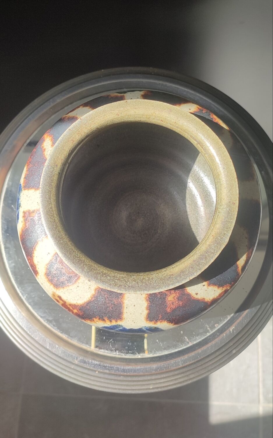 Pyrite Stone Round Vase signed