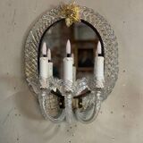 Pair of “trecchia” mirror wall lights, Venice, circa 1950, Murano glass inc.