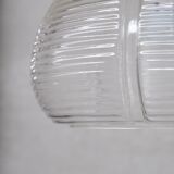 Large Mid-Century Brass and Glass Pendant Light