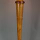 Antique opalescent glass and wood lamp, attributed to Ezan, 61 cm, C786